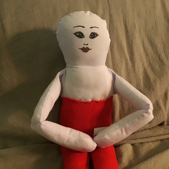 Hand Painted Face Soft Cloth Doll with Red Tights 18” length - Picture 2 of 8